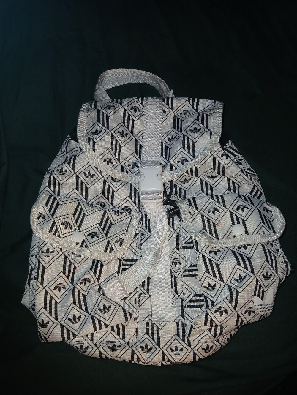 GUC Adidas Black & White Geometric Logo Drawstring Backpack